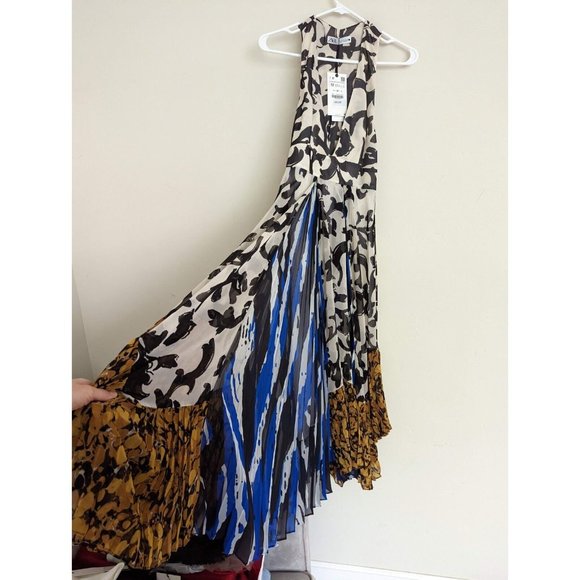 ZARA NWT LIMITED EDITION FLORAL MULTICOLOR PRINTED PLEATED DRESS S,M NWT - Picture 11 of 14